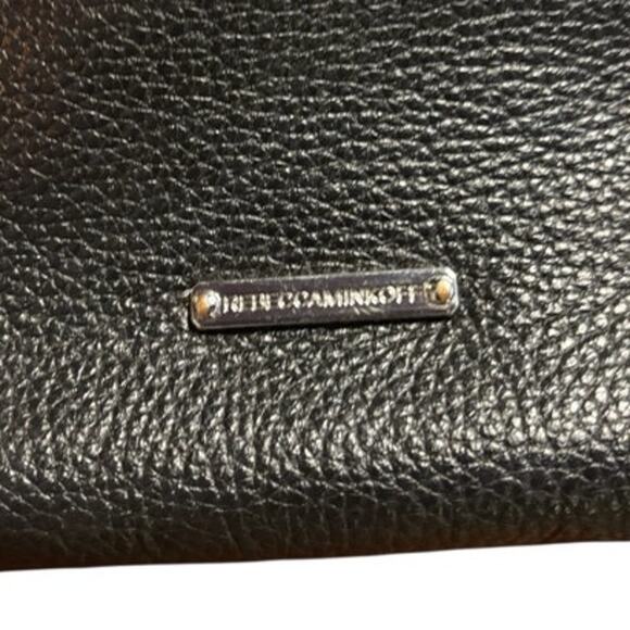 Rebecca Minkoff Regan Black Leather Pebbled Tote Bag Double Handled - Picture 4 of 11